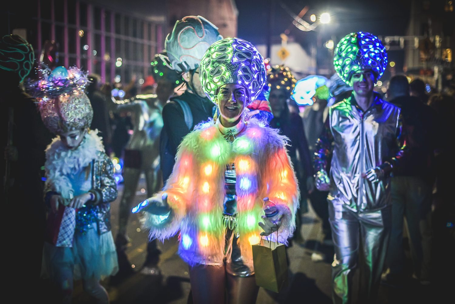 Krewe of Chewbacchus, LED costume close-up in low light