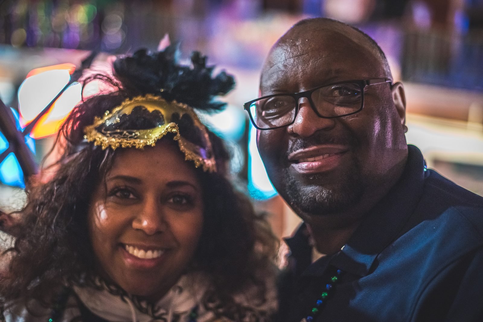 Mardi Gras corporate event, guest portrait